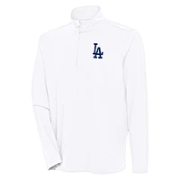 Men's Antigua  White Los Angeles Dodgers Hunk Quarter-Zip Pullover Top