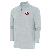 Men's Antigua  Heather Gray Minnesota Twins Hunk Quarter-Zip Pullover Top