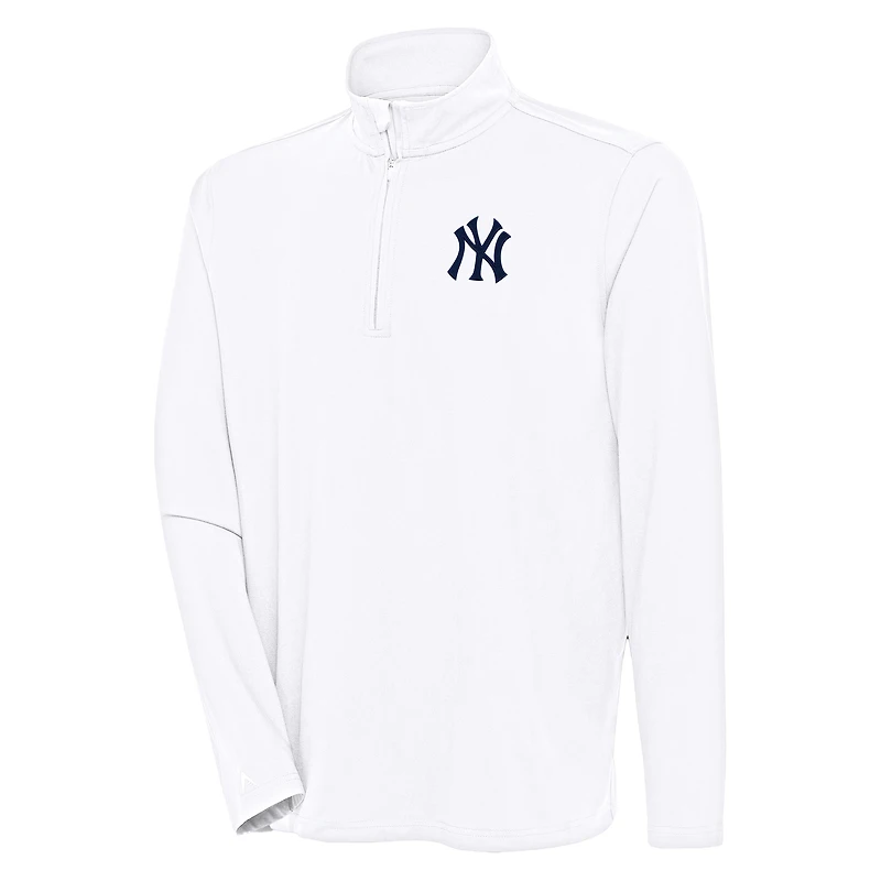 Men's Antigua White New York Yankees Hunk Quarter-Zip Pullover Top