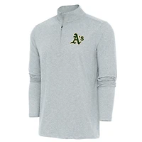 Men's Antigua Heather Gray Athletics Hunk Quarter-Zip Pullover Top
