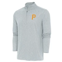 Men's Antigua  Heather Gray Pittsburgh Pirates Hunk Quarter-Zip Pullover Top