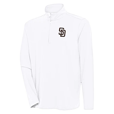 Men's Antigua  White San Diego Padres Hunk Quarter-Zip Pullover Top