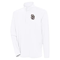 Men's Antigua  White San Diego Padres Hunk Quarter-Zip Pullover Top