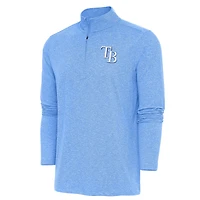 Men's Antigua  Heather Powder Blue Tampa Bay Rays Hunk Quarter-Zip Pullover Top