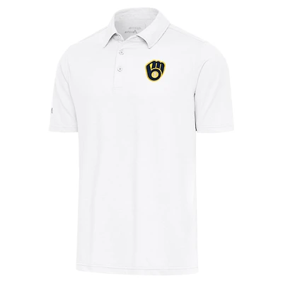 Men's Antigua  White Milwaukee Brewers Par Polo