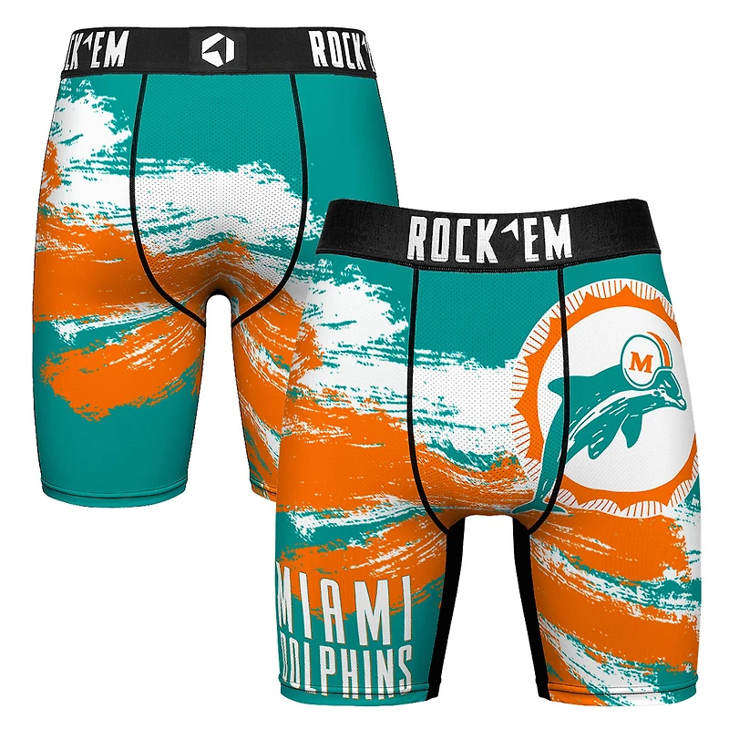 Men's Rock Em Socks Miami Dolphins Gridiron Classic Paint Boxer Briefs