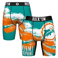 Men's Rock Em Socks  Miami Dolphins Gridiron Classic Paint Boxer Briefs