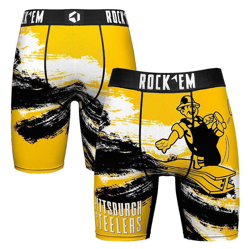 Men's Rock Em Socks  Pittsburgh Steelers Gridiron Classic Paint Boxer Briefs