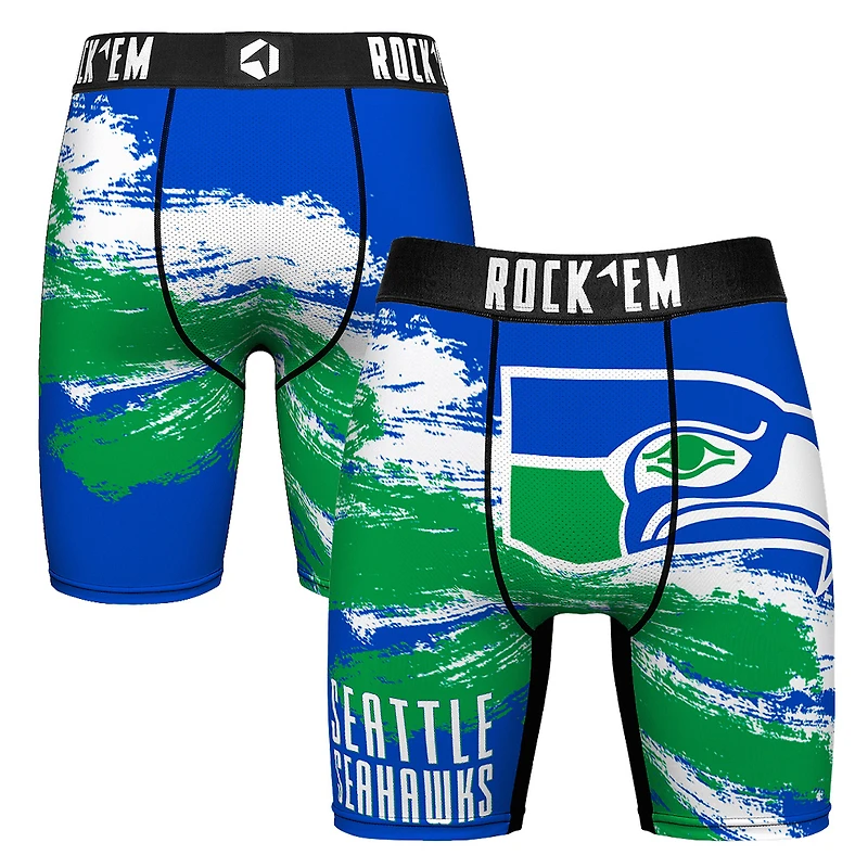 Men's Rock Em Socks Seattle Seahawks Gridiron Classic Paint Boxer Briefs