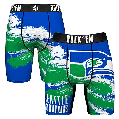 Men's Rock Em Socks  Seattle Seahawks Gridiron Classic Paint Boxer Briefs