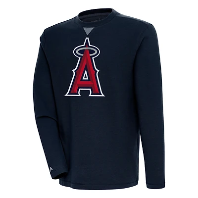 Men's Antigua  Navy Los Angeles Angels Flier Bunker Pullover Sweatshirt