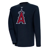 Men's Antigua  Navy Los Angeles Angels Flier Bunker Pullover Sweatshirt
