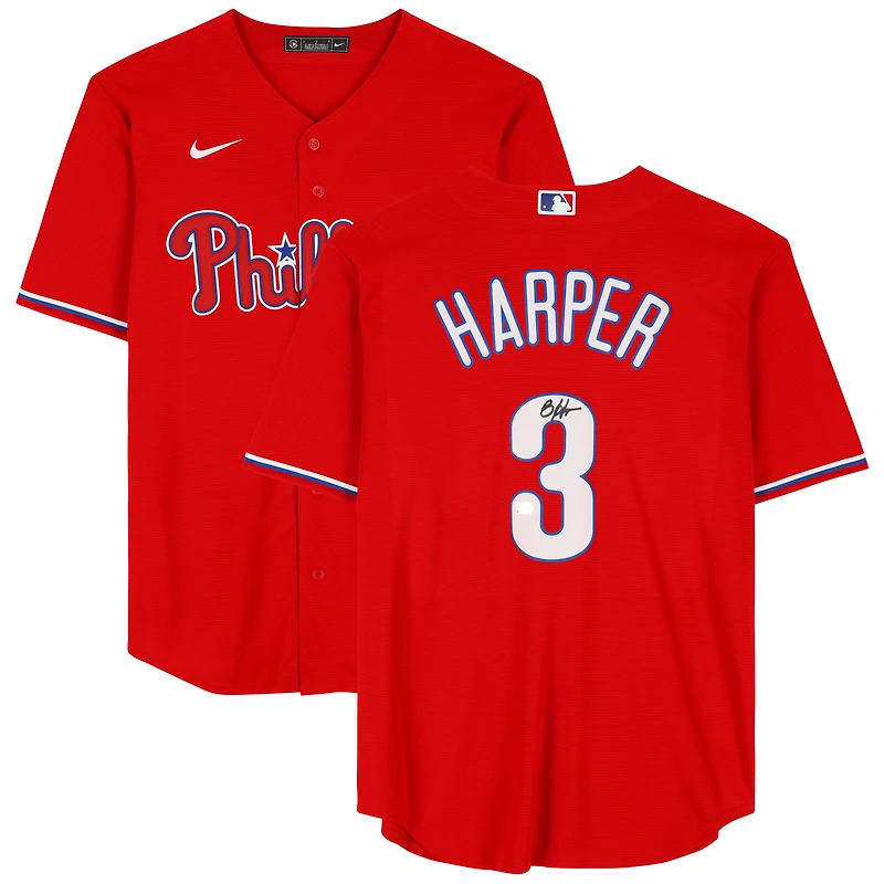 Bryce Harper Philadelphia Phillies Autographed Red Nike Replica Jersey