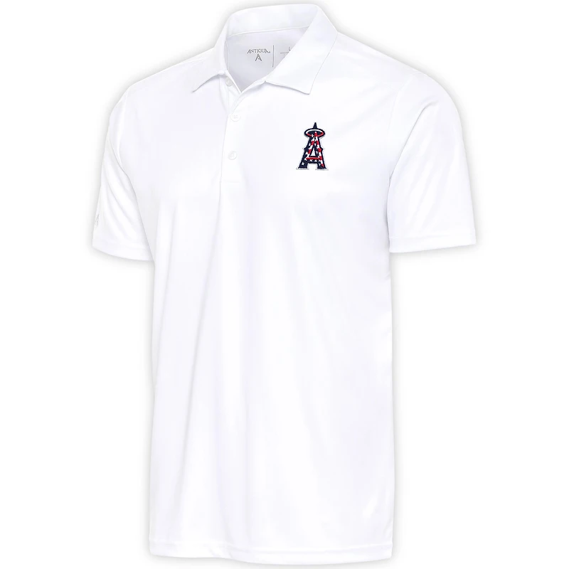 Men's Antigua  White Los Angeles Angels Patriotic Apex Polo