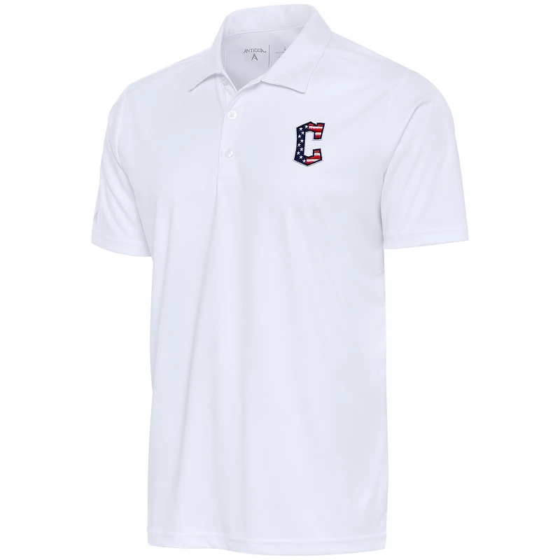 Men's Antigua  White Cleveland Guardians Patriotic Tribute Polo