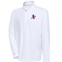 Men's Antigua White Athletics Patriotic Tribute Quarter-Zip Pullover Top