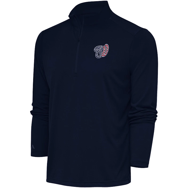 Men's Antigua  Navy Washington Nationals Patriotic Tribute Quarter-Zip Pullover Top
