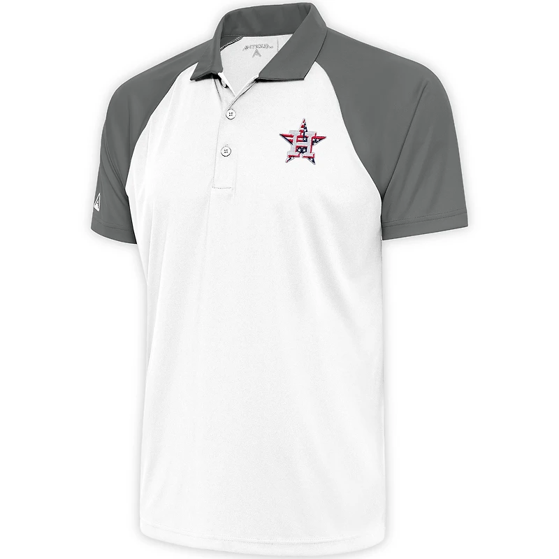 Men's Antigua  White/Steel Houston Astros Patriotic Nova Polo