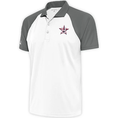 Men's Antigua  White/Steel Houston Astros Patriotic Nova Polo