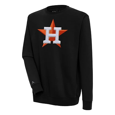 Men's Antigua Black Houston Astros Victory Crewneck Chenille Pullover Sweatshirt