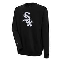 Men's Antigua  Black Chicago White Sox Victory Crewneck Chenille Pullover Sweatshirt