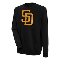 Men's Antigua  Black San Diego Padres Victory Crewneck Chenille Pullover Sweatshirt