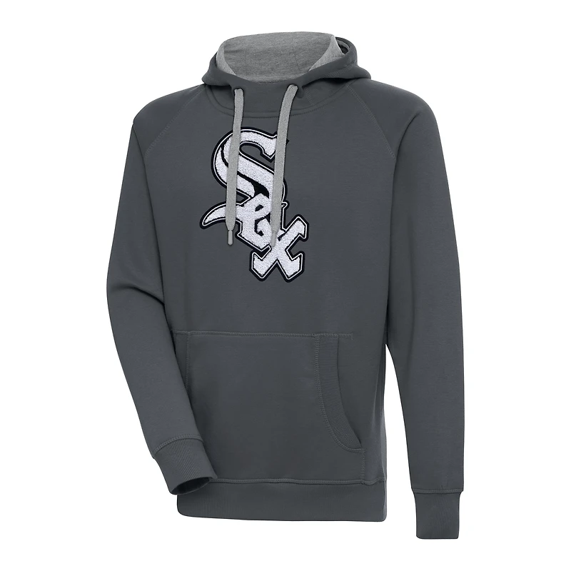 Men's Antigua  Charcoal Chicago White Sox Victory Chenille Pullover Hoodie