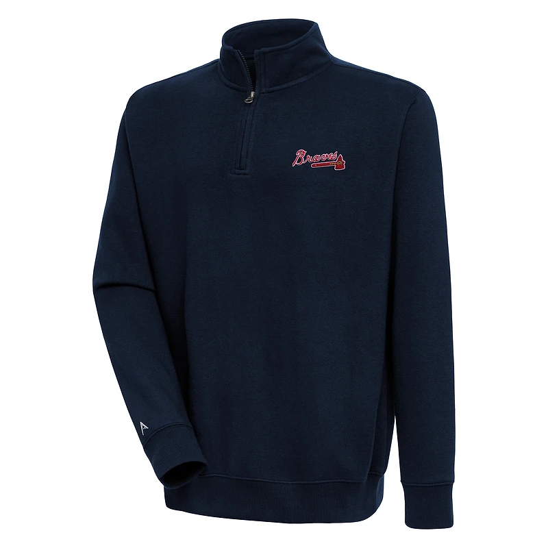 Men's Antigua Navy Atlanta Braves Victory Quarter-Zip Pullover Top