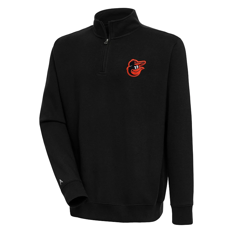 Men's Antigua  Black Baltimore Orioles Victory Quarter-Zip Pullover Top