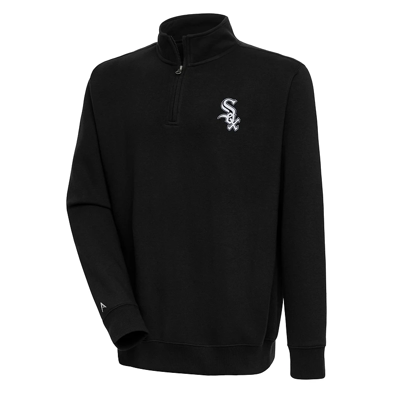 Men's Antigua Black Chicago White Sox Victory Quarter-Zip Pullover Top