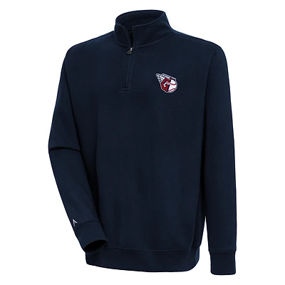 Men's Antigua  Navy Cleveland Guardians Victory Quarter-Zip Pullover Top