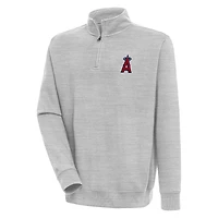 Men's Antigua  Heather Gray Los Angeles Angels Victory Quarter-Zip Pullover Top