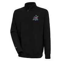 Men's Antigua  Black Miami Marlins Victory Quarter-Zip Pullover Top