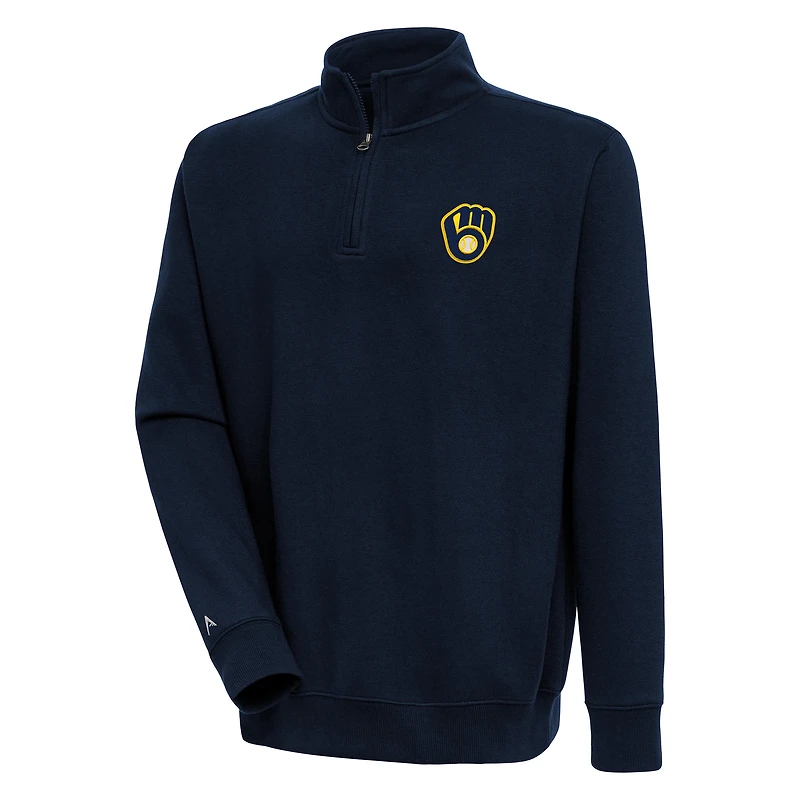 Men's Antigua Navy Milwaukee Brewers Victory Quarter-Zip Pullover Top