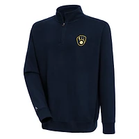 Men's Antigua  Navy Milwaukee Brewers Victory Quarter-Zip Pullover Top