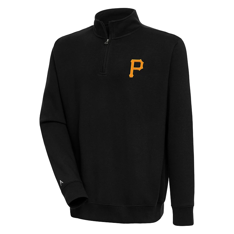 Men's Antigua Black Pittsburgh Pirates Victory Quarter-Zip Pullover Top