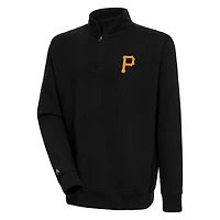 Men's Antigua  Black Pittsburgh Pirates Victory Quarter-Zip Pullover Top
