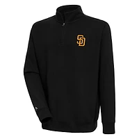 Men's Antigua  Black San Diego Padres Victory Quarter-Zip Pullover Top