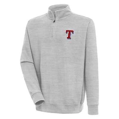Men's Antigua  Heather Gray Texas Rangers Victory Quarter-Zip Pullover Top
