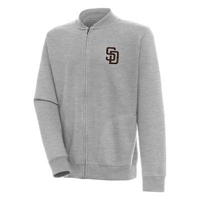 Men's Antigua  Heather Gray San Diego Padres Victory Full-Zip Jacket