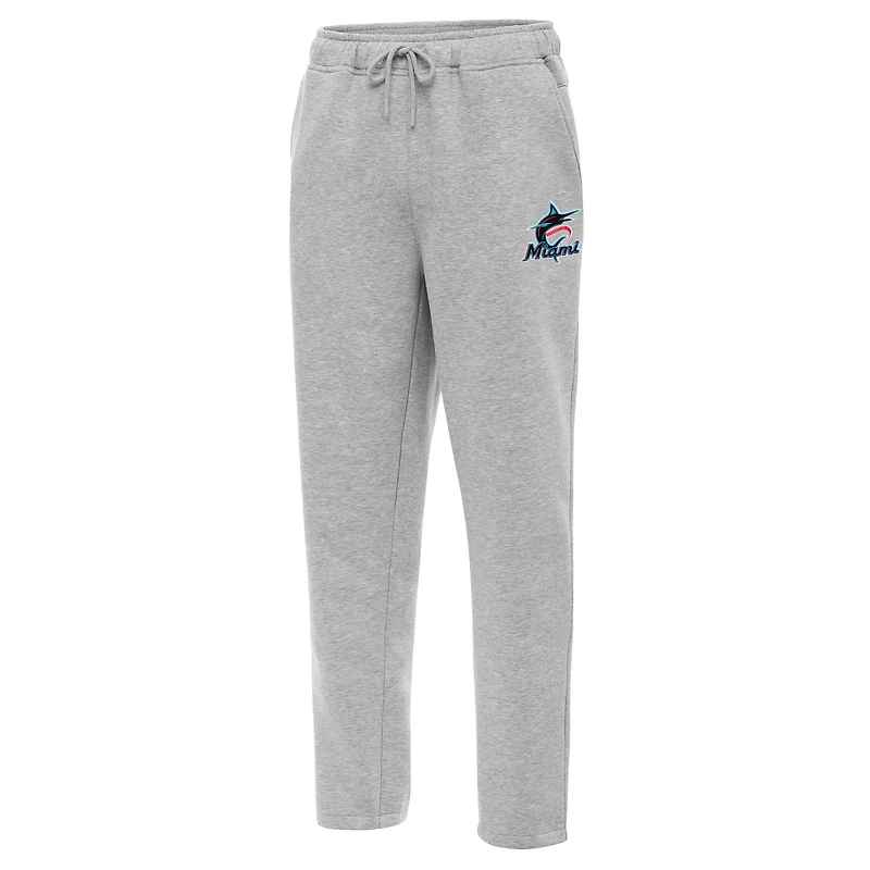 Men's Antigua Heather Gray Miami Marlins Victory Jogger Pants