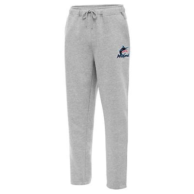 Men's Antigua  Heather Gray Miami Marlins Victory Jogger Pants