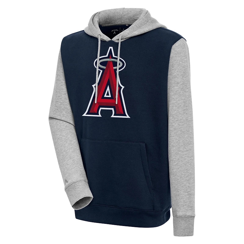 Men's Antigua Navy/Heather Gray Los Angeles Angels Victory Pullover Hoodie