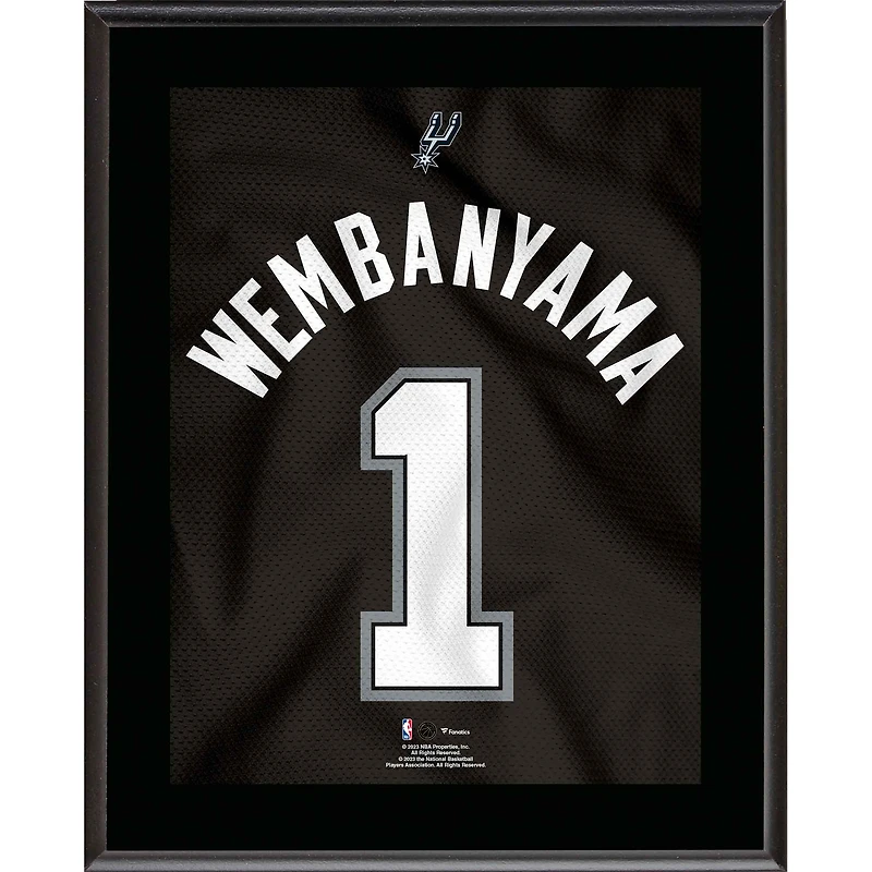 Victor Wembanyama San Antonio Spurs 10.5" x 13" #1 Black Jersey Sublimated Plaque