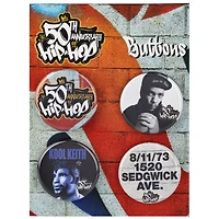 50th Anniversary of Hip Hop Set of Four 1.25" Buttons