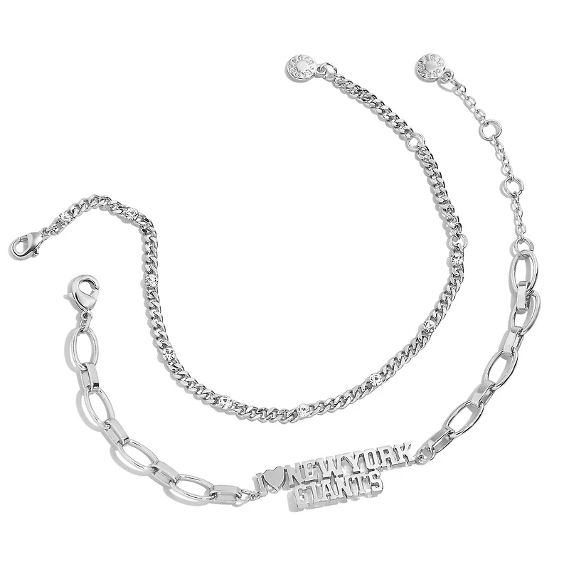 WEAR by Erin Andrews x Baublebar Silver New York Giants Linear Bracelet Set