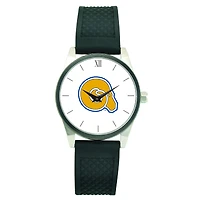 Men's Silver Albany State Golden Rams Black Silicone Strap Wristwatch