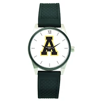 Men's Silver Appalachian State Mountaineers Black Silicone Strap Wristwatch