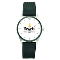 Men's Silver Bowie State Bulldogs Black Silicone Strap Wristwatch
