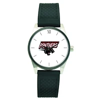 Men's Silver Clark Atlanta University Panthers Black Silicone Strap Wristwatch